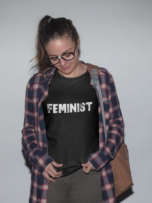 Feministisches Damen-T-Shirt mit kurzen Ärmeln und Rundhalsausschnitt