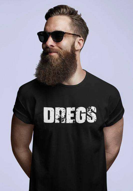 dregs Herren-Kurzarm-T-Shirt mit Rundhalsausschnitt, 5 Buchstaben Schwarz, Wort 00006