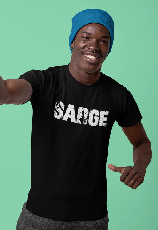 sarge Men's Short Sleeve Round Neck T-shirt , 5 letters Black , word 00006