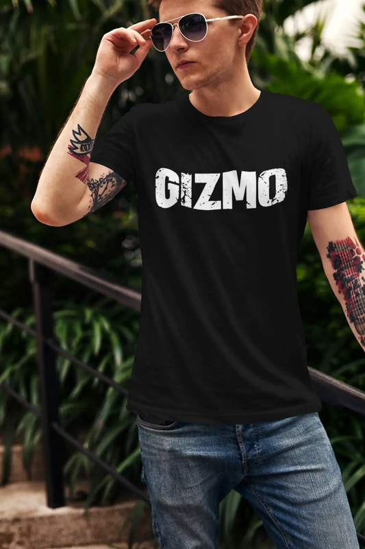Gizmo Herren-Kurzarm-T-Shirt mit Rundhalsausschnitt, 5 Buchstaben Schwarz, Wort 00006