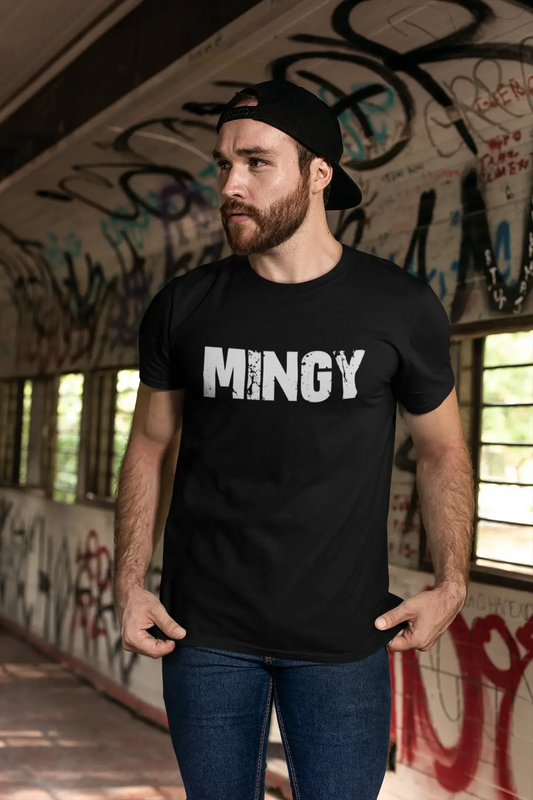 mingy Men's Short Sleeve Round Neck T-shirt , 5 letters Black , word 00006