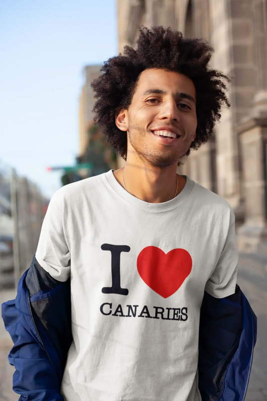 CANARIES, I love animals, White, Men's Short Sleeve Round Neck T-shirt 00064