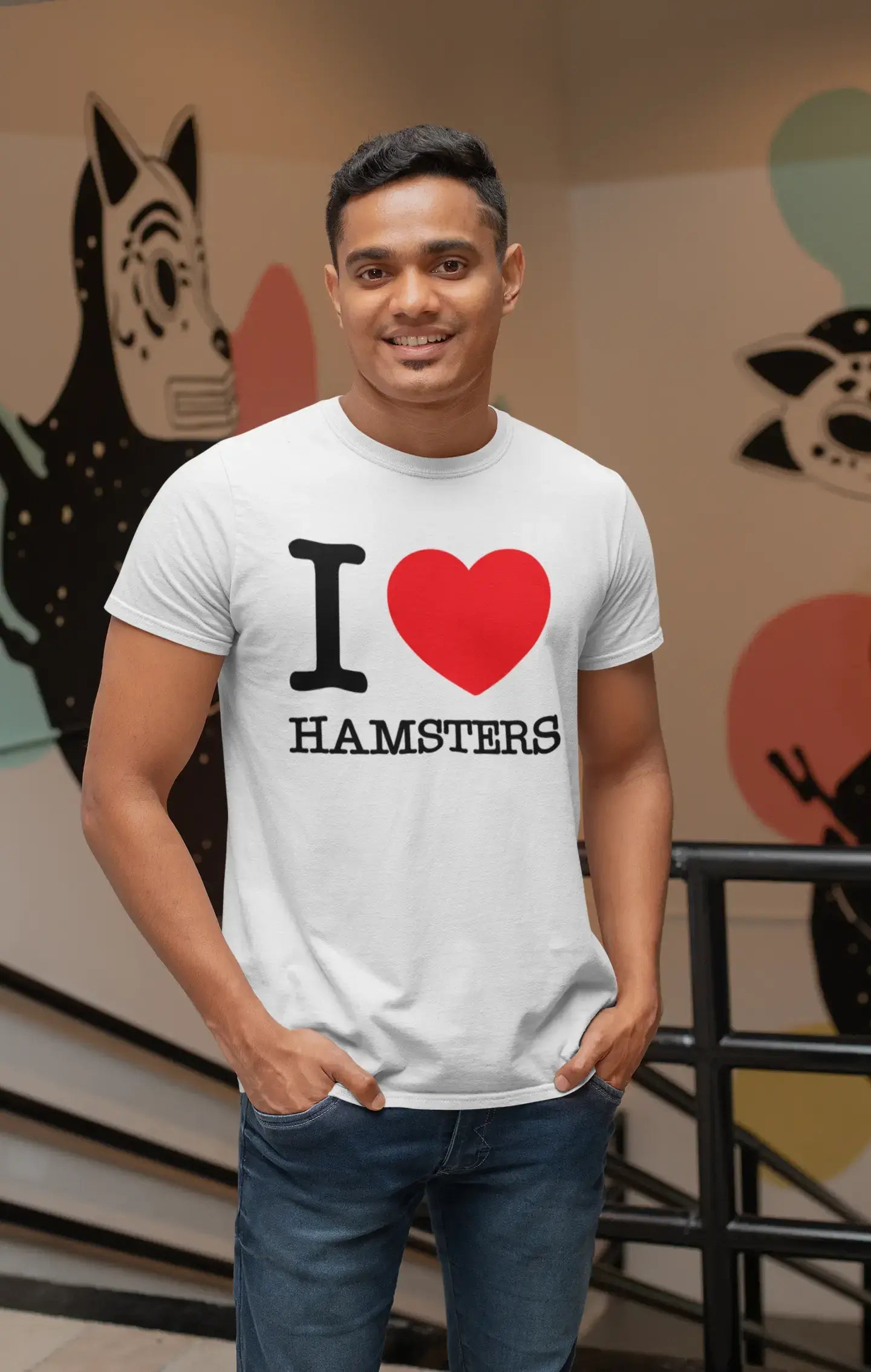 HAMSTERS, kurzärmliges Herren-T-Shirt mit Rundhalsausschnitt