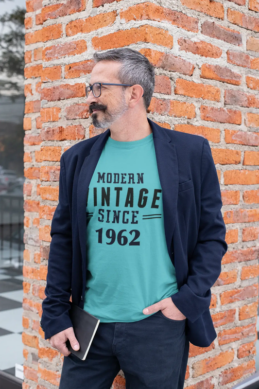 1962, Modern Vintage, Blau, Herren-Kurzarm-Rundhals-T-Shirt 00107