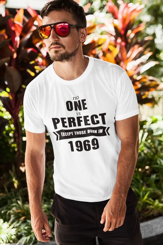 1969, No One Is Perfect, weiß, Herren-Kurzarm-Rundhals-T-Shirt 00093