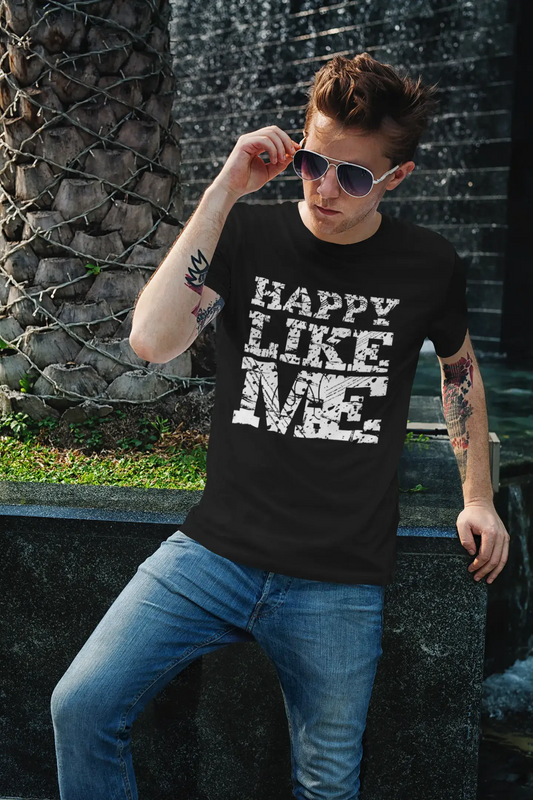 HAPPY Like me, schwarz, Herren-Kurzarm-Rundhals-T-Shirt 00055
