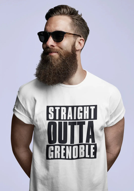 Straight Outta Grenoble, Herren-Kurzarm-Rundhals-T-Shirt 00027