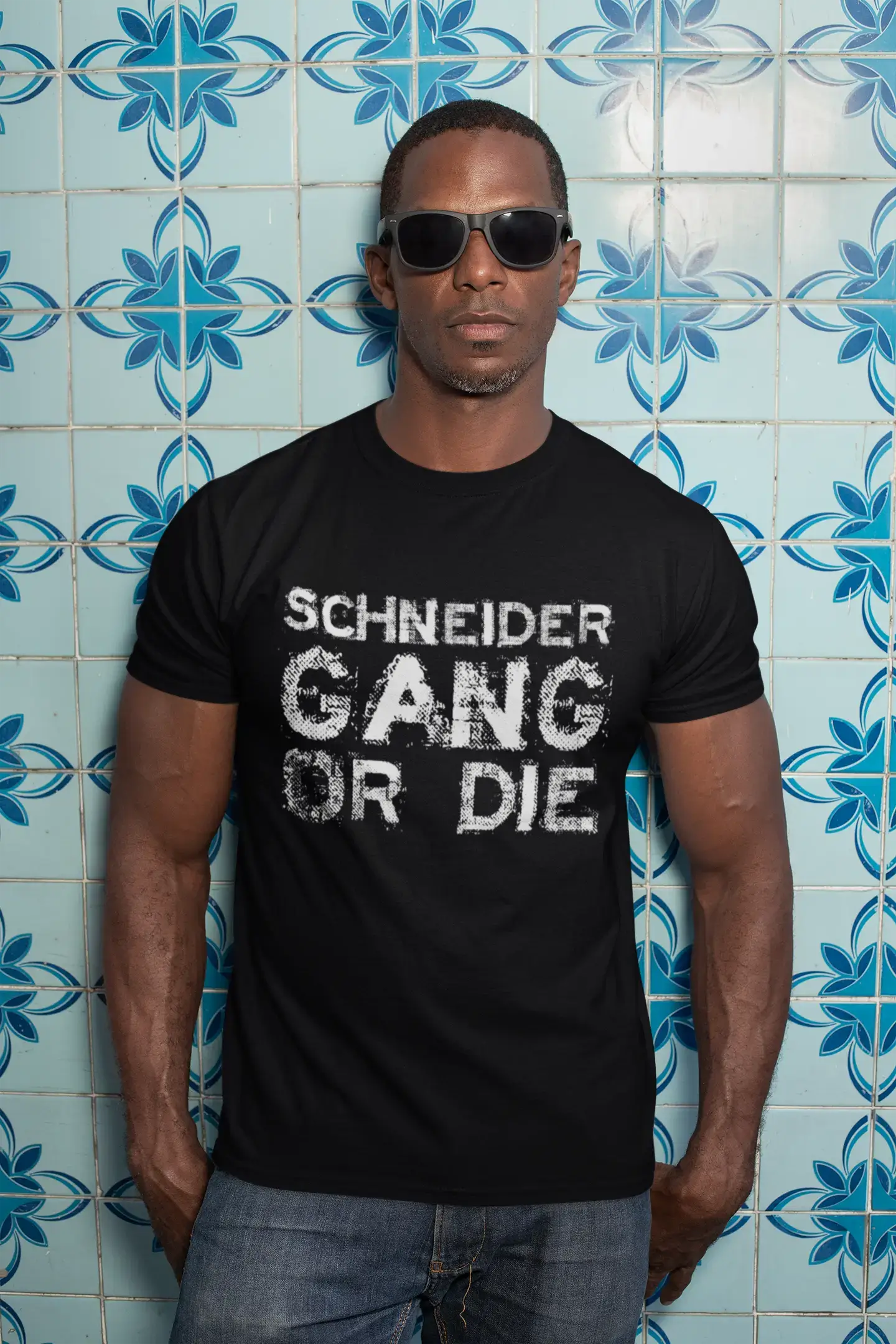 SCHNEIDER Family Gang T-Shirt, Herren T-Shirt, schwarzes T-Shirt, Geschenk-T-Shirt 00033