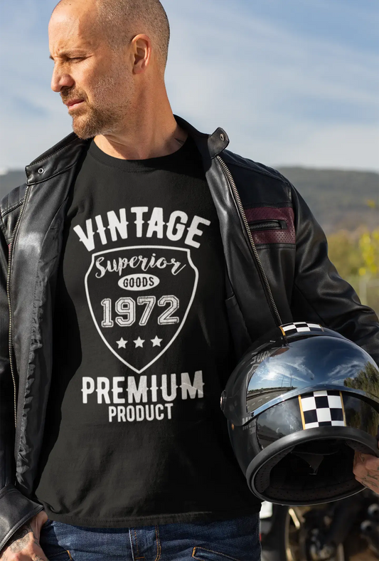 1972 Vintage Superior, schwarz, Herren-Kurzarm-Rundhals-T-Shirt 00102
