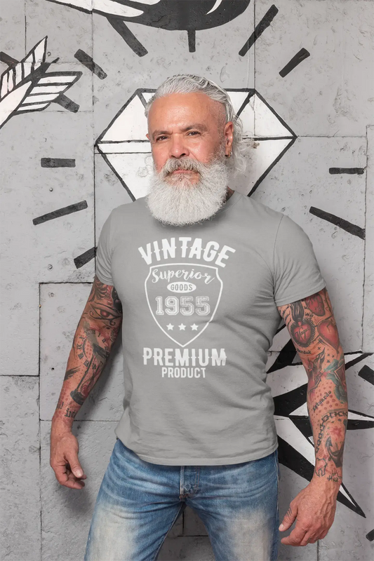 1955 Vintage Superior, Grau, Herren-Kurzarm-Rundhals-T-Shirt 00098