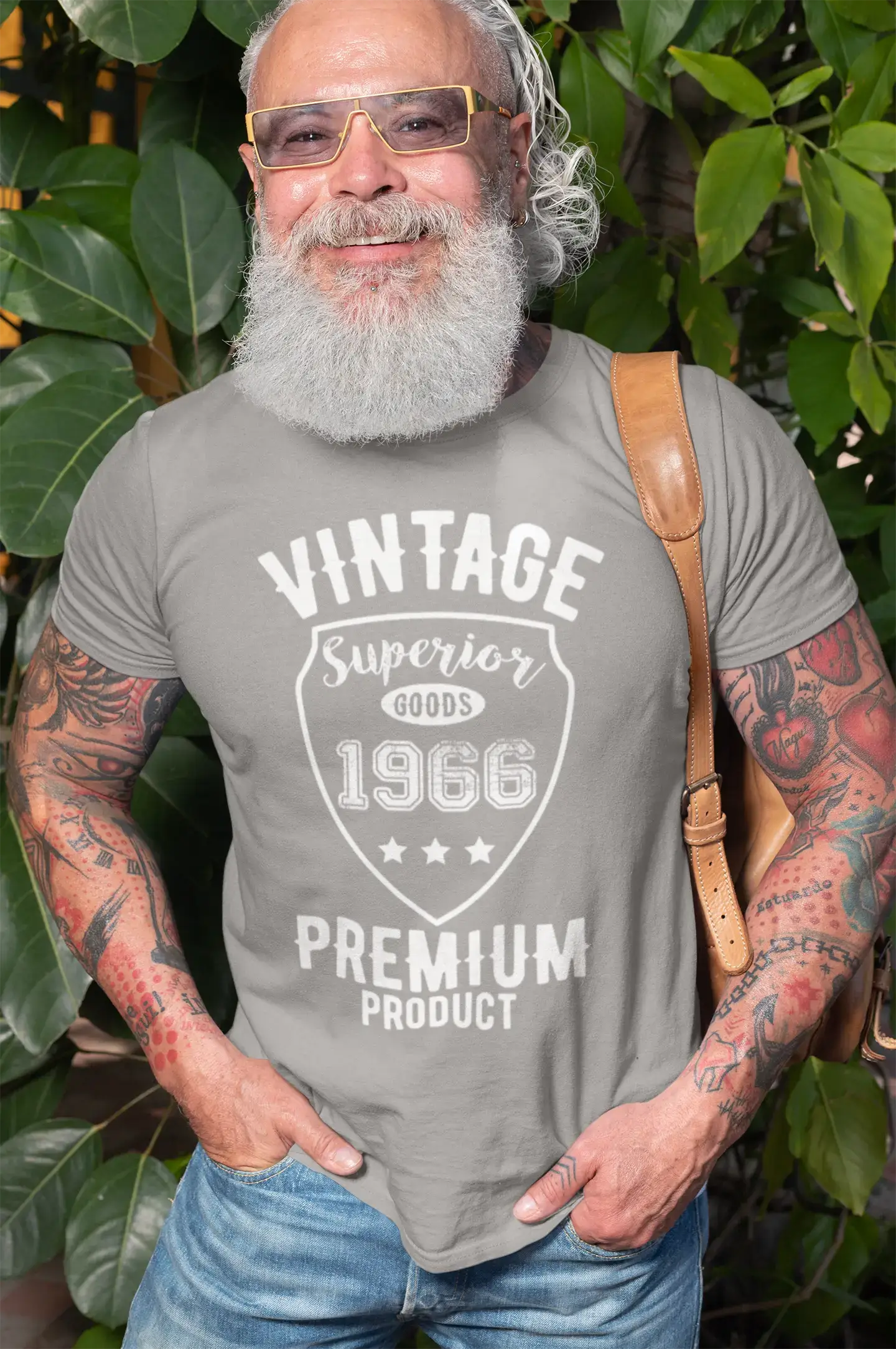 1966 Vintage Superior, Grau, Herren-Kurzarm-Rundhals-T-Shirt 00098