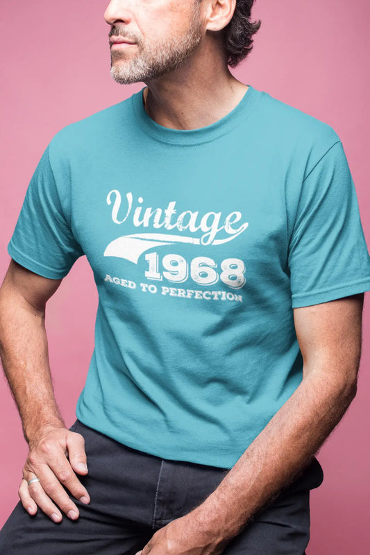1968 Vintage Aged to Perfection, Blau, Herren-Kurzarm-Rundhals-T-Shirt 00291