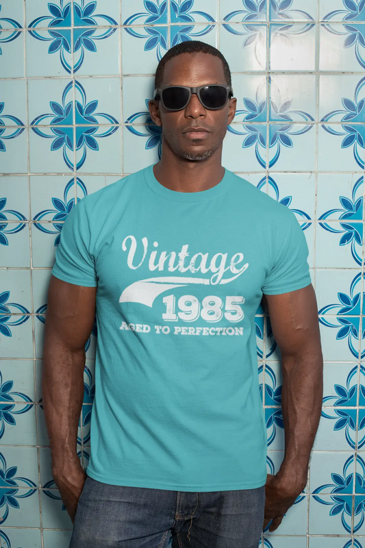 1985 Vintage Aged to Perfection, Blau, Herren-Kurzarm-Rundhals-T-Shirt 00291