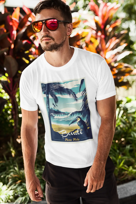 Bondi, Pura Vida, Beach Name, White, Men's Short Sleeve Round Neck T-shirt 00292