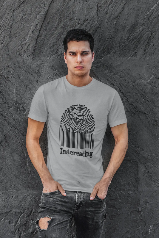 Interessanter Fingerabdruck, Grau, Herren-Kurzarm-Rundhals-T-Shirt, Geschenk-T-Shirt 00309