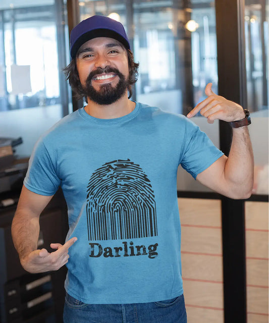 Darling Fingerprint, Blau, Herren-Kurzarm-Rundhals-T-Shirt, Geschenk-T-Shirt 00311