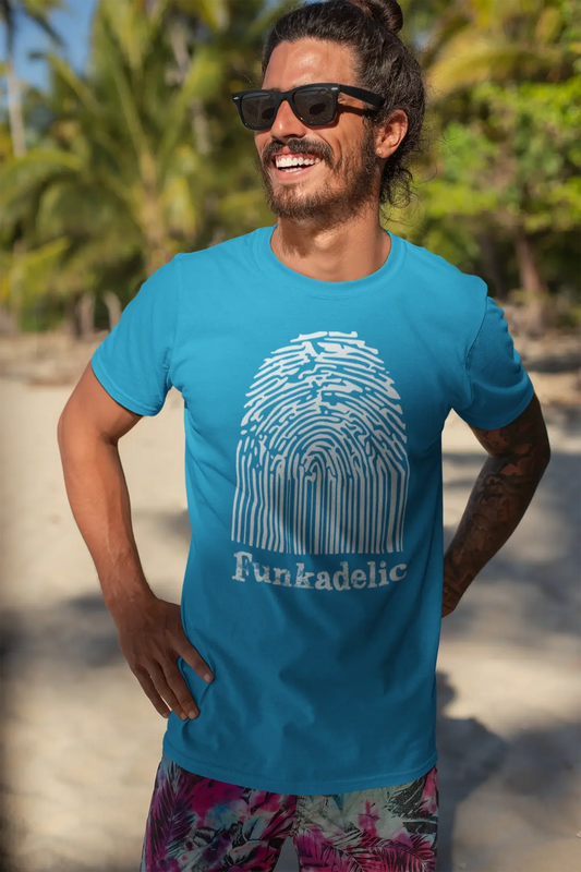 Funkadelic Fingerprint, Blau, Herren Kurzarm-Rundhals-T-Shirt, Geschenk-T-Shirt 00311