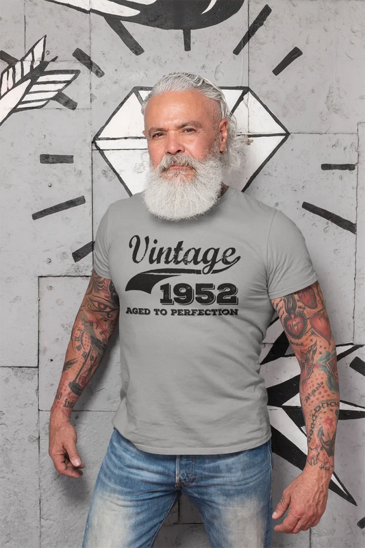 Vintage Aged to Perfection 1952, Grau, Herren-Kurzarm-Rundhals-T-Shirt, Geschenk-T-Shirt 00346