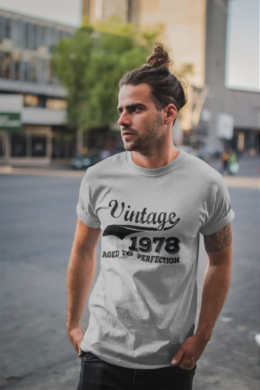 Vintage Aged to Perfection 1978, Grau, Herren-Kurzarm-Rundhals-T-Shirt, Geschenk-T-Shirt 00346