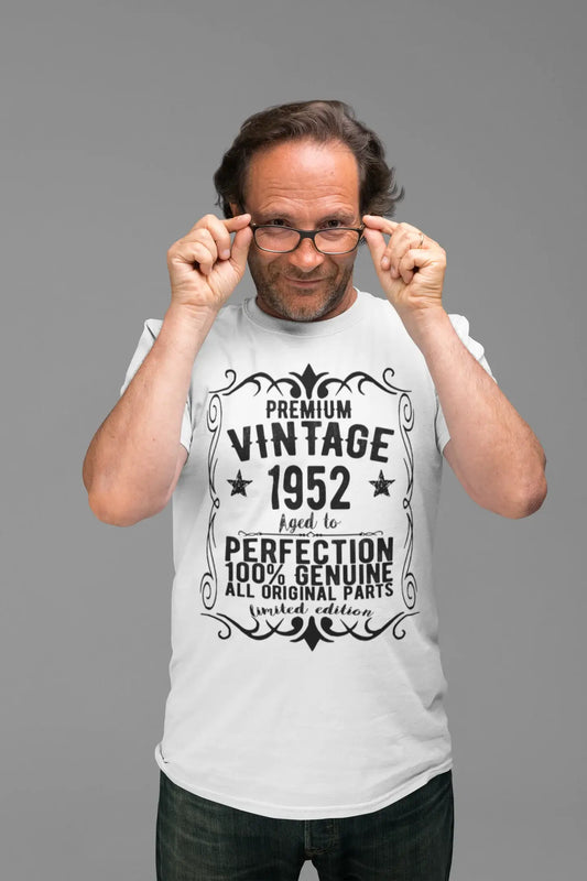 Premium Vintage Jahr 1952, Weiß, Kurzarm-Rundhals-T-Shirt für Herren, Geschenk-T-Shirt 00349