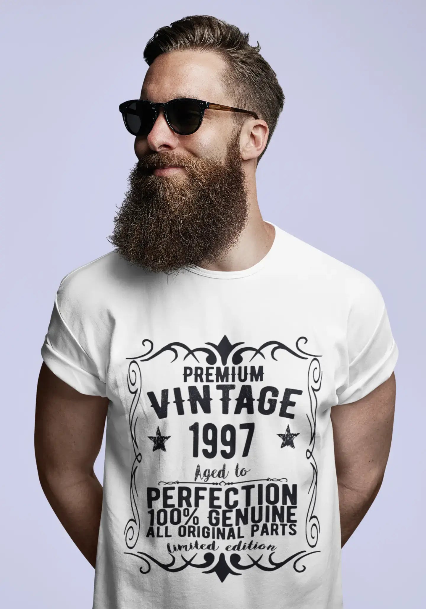 Premium Vintage Jahr 1997, Weiß, Kurzarm-Rundhals-T-Shirt für Herren, Geschenk-T-Shirt 00349