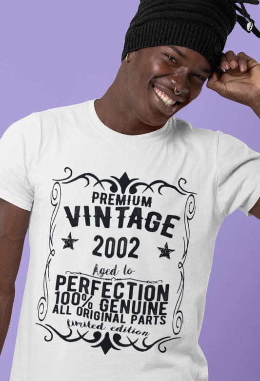 Premium Vintage Jahr 2002, Weiß, Kurzarm-Rundhals-T-Shirt für Herren, Geschenk-T-Shirt 00349