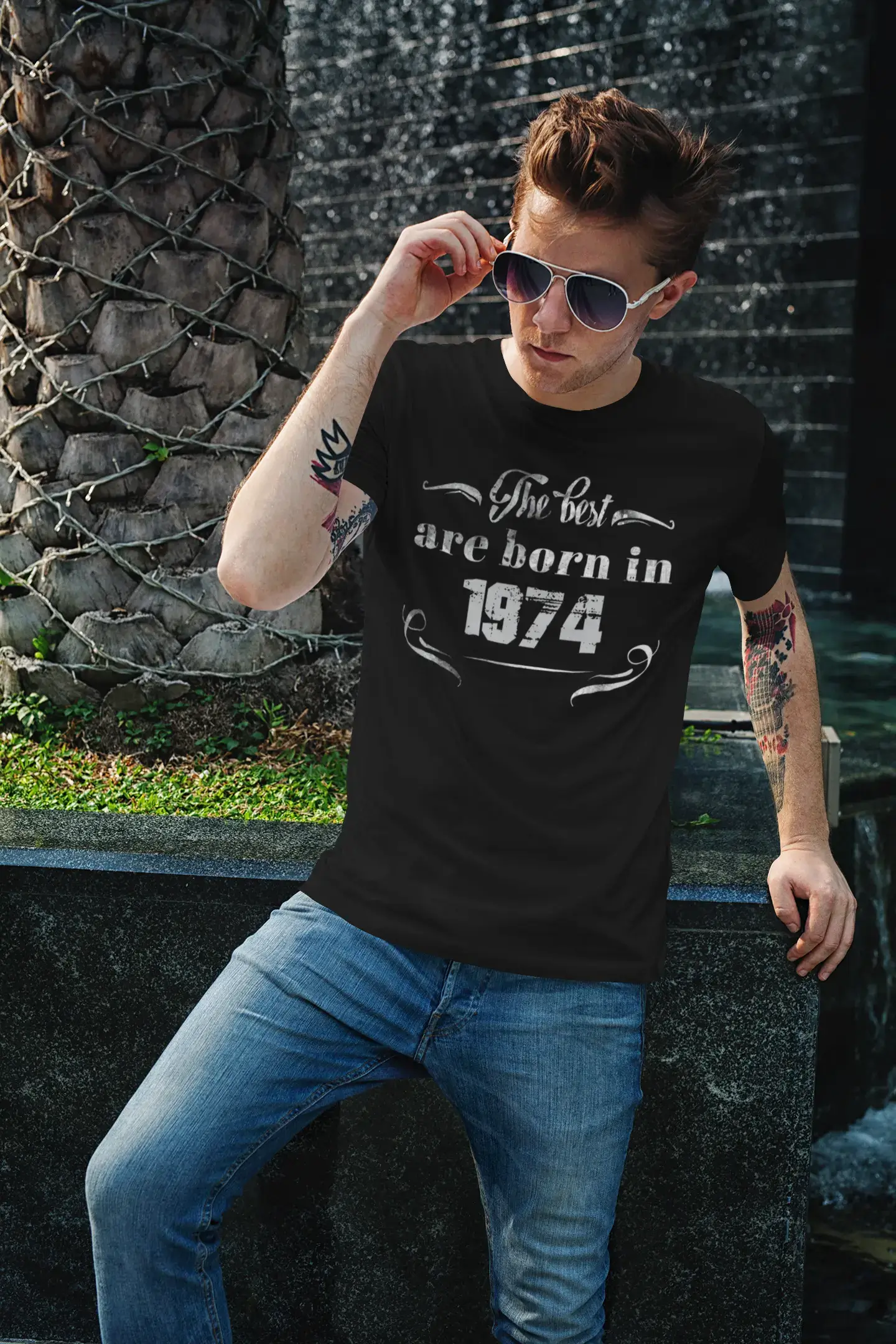 The Best are Born in 1974 Herren T-Shirt Schwarz Geburtstagsgeschenk 00397