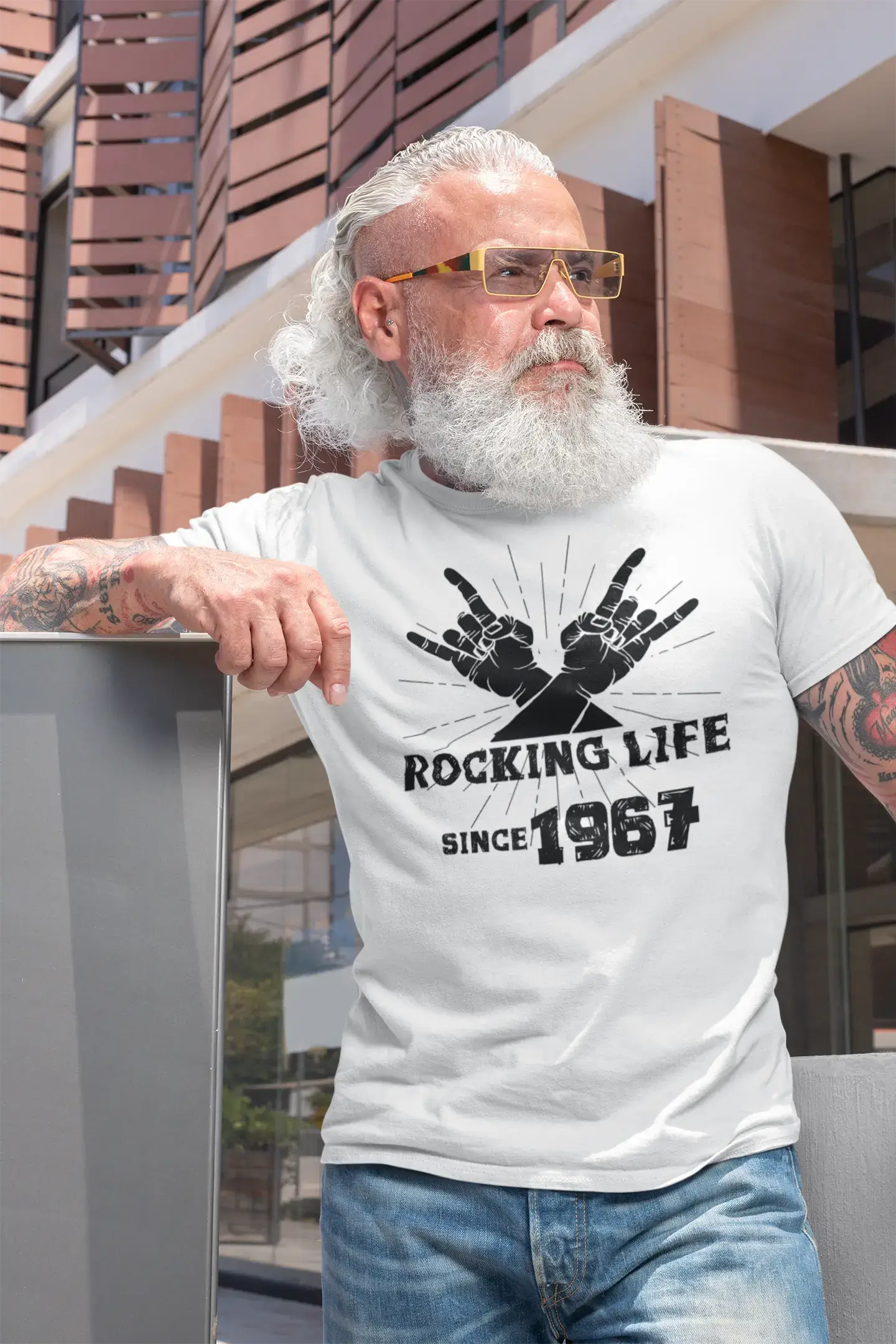 Rocking Life Since 1967 Herren T-Shirt Weiß Geburtstagsgeschenk 00400