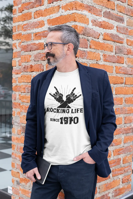 Rocking Life Since 1970 Herren T-Shirt Weiß Geburtstagsgeschenk 00400