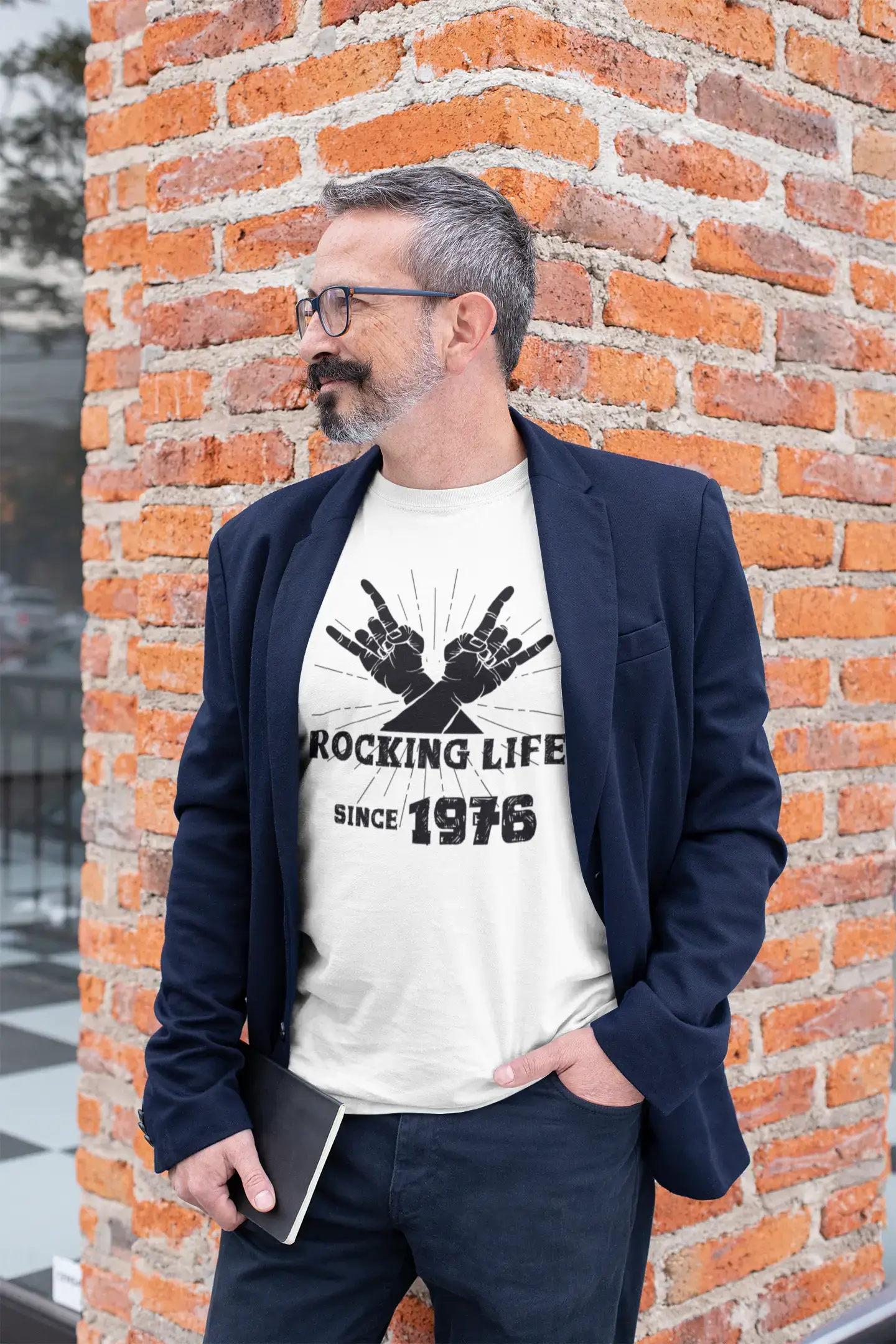 Rocking Life Since 1976 Herren T-Shirt Weiß Geburtstagsgeschenk 00400