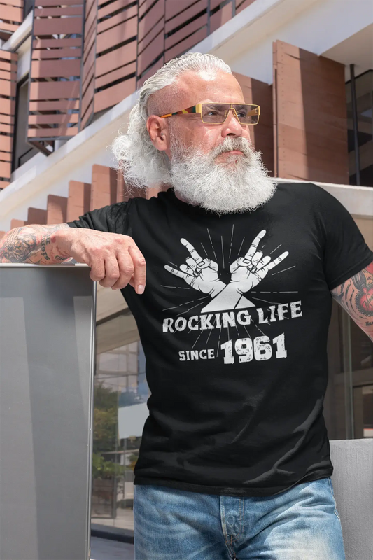 Rocking Life Since 1961 Herren T-Shirt Schwarz Geburtstagsgeschenk 00419