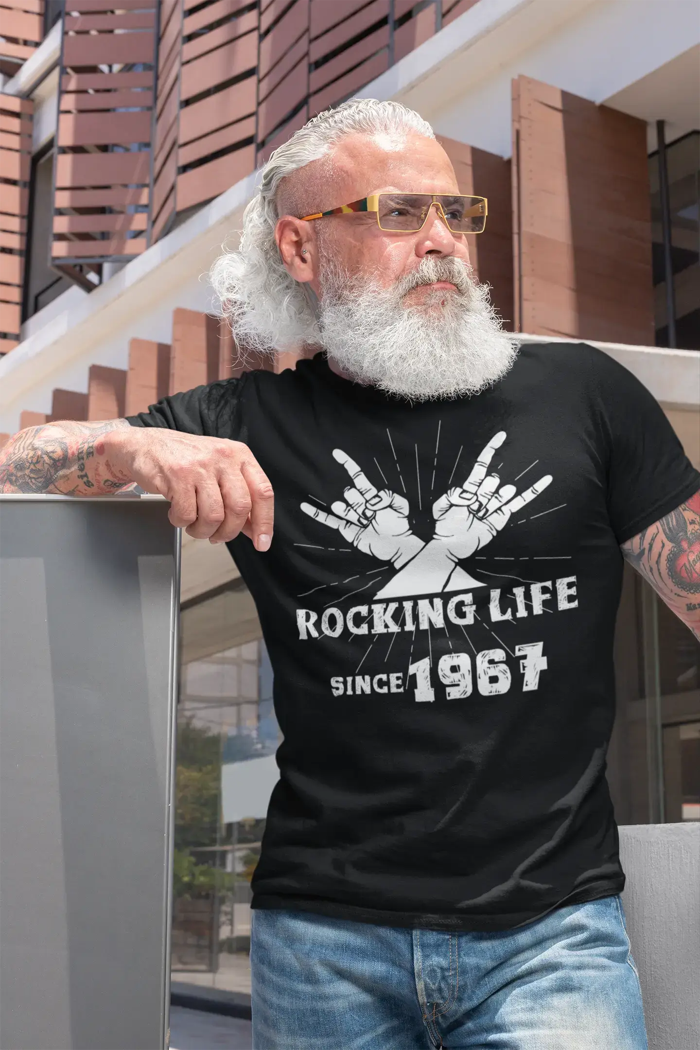 Rocking Life Since 1967 Herren T-Shirt Schwarz Geburtstagsgeschenk 00419