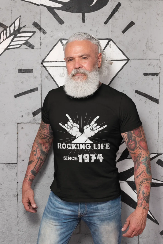 Rocking Life Since 1974 Herren T-Shirt Schwarz Geburtstagsgeschenk 00419