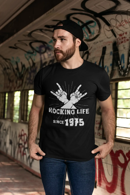 Rocking Life Since 1975 Herren T-Shirt Schwarz Geburtstagsgeschenk 00419