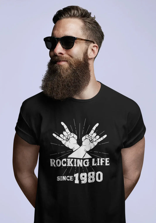 Rocking Life Since 1980 Herren T-Shirt Schwarz Geburtstagsgeschenk 00419
