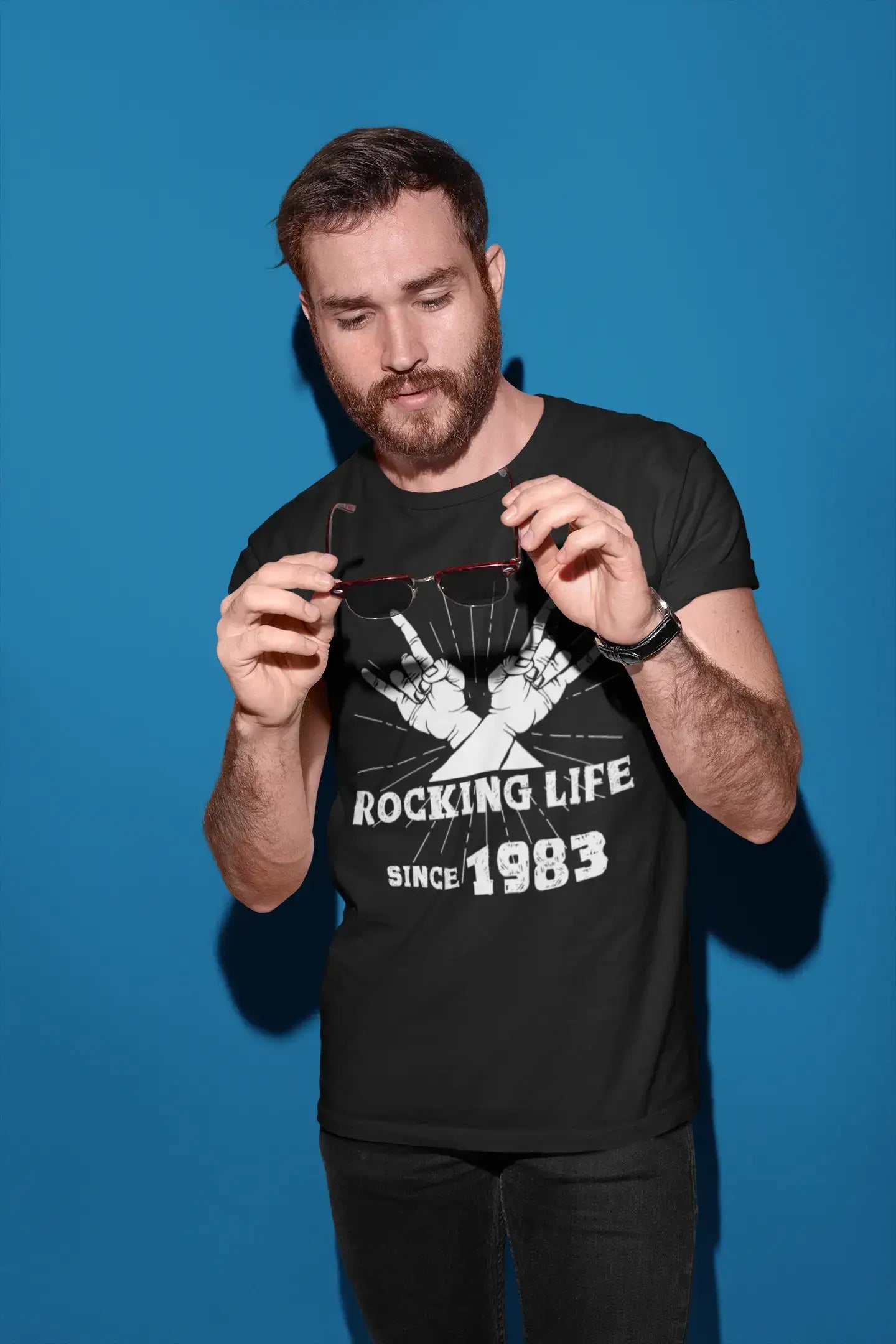 Rocking Life Since 1983 Herren T-Shirt Schwarz Geburtstagsgeschenk 00419