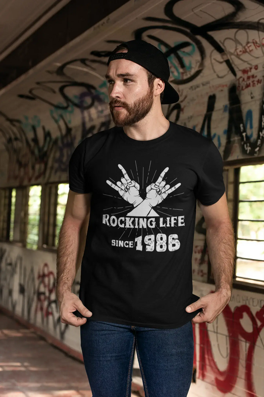 Rocking Life Since 1986 Herren T-Shirt Schwarz Geburtstagsgeschenk 00419