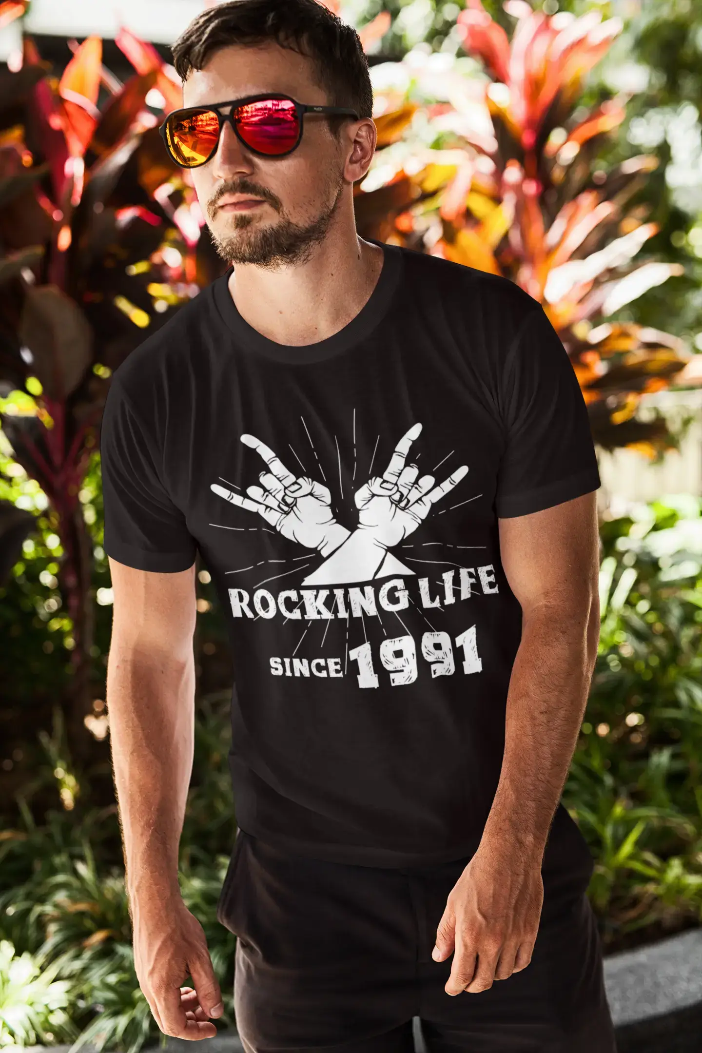 Rocking Life Since 1991 Herren T-Shirt Schwarz Geburtstagsgeschenk 00419