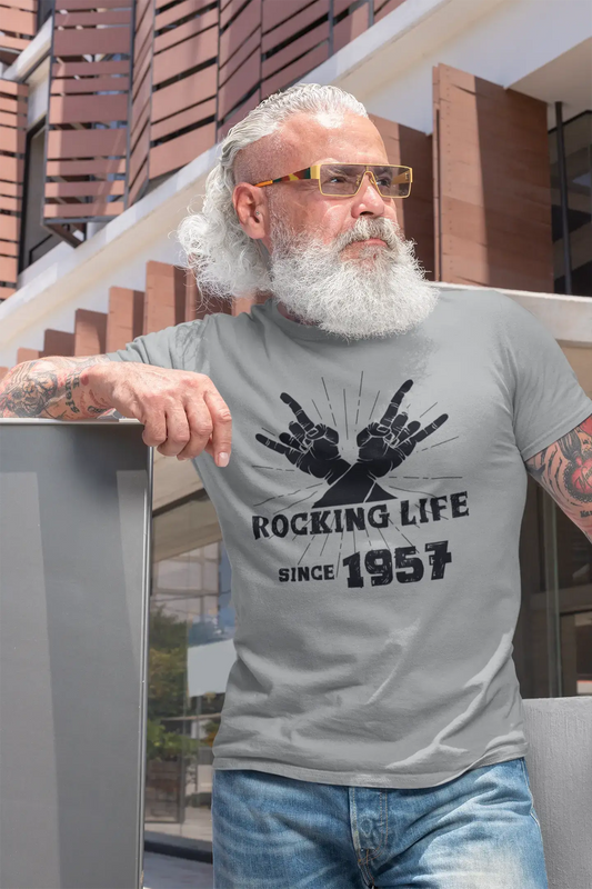 Rocking Life Since 1957 Herren T-Shirt Grau Geburtstagsgeschenk 00420