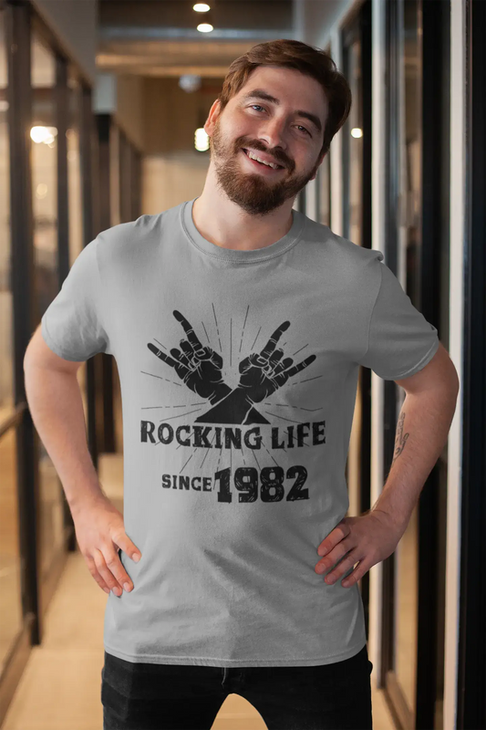 Rocking Life Since 1982 Herren T-Shirt Grau Geburtstagsgeschenk 00420