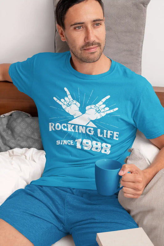 Rocking Life Since 1988 Herren T-Shirt Blau Geburtstagsgeschenk 00421