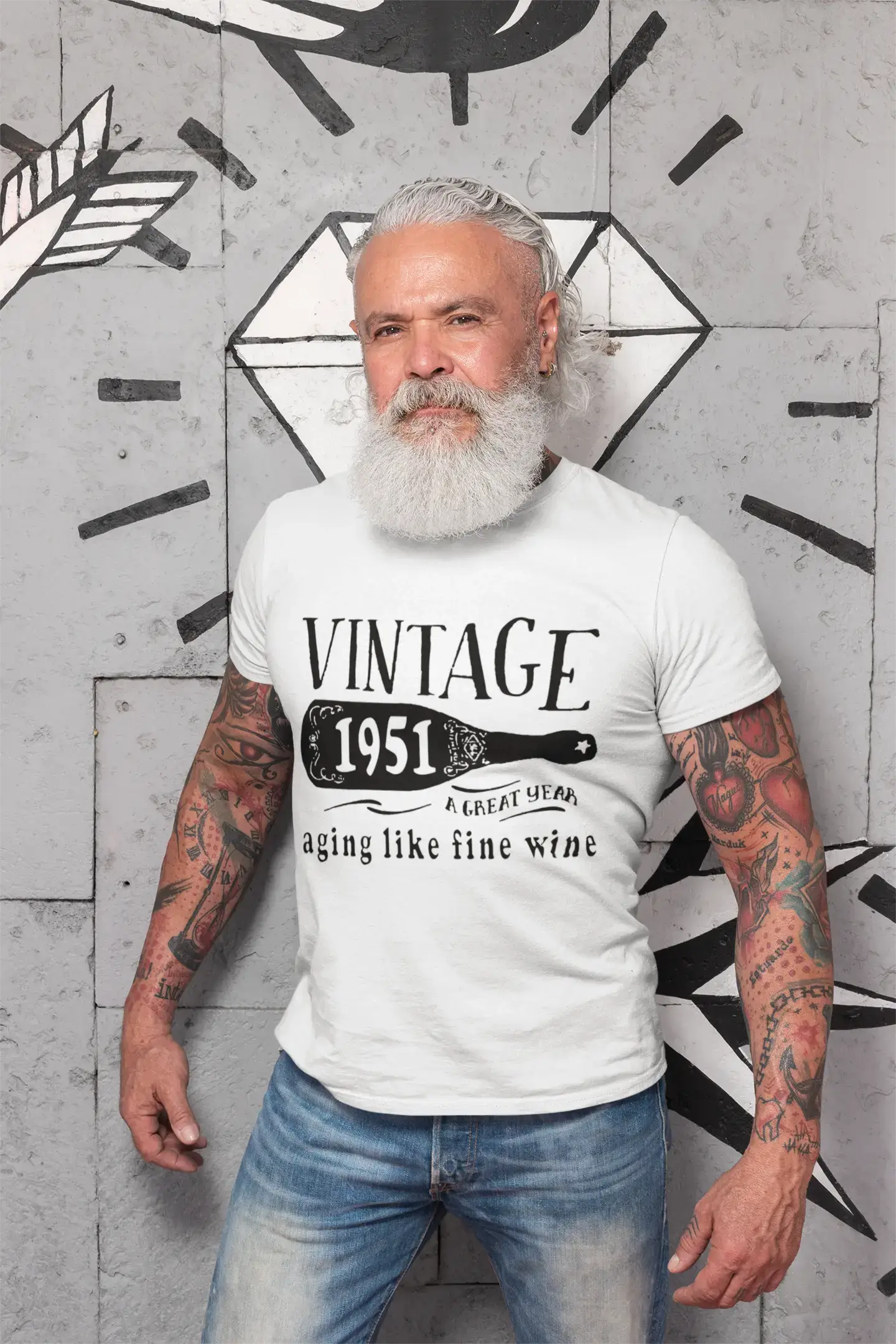 1951 Aging Like a Fine Wine Herren T-Shirt Weiß Geburtstagsgeschenk 00457