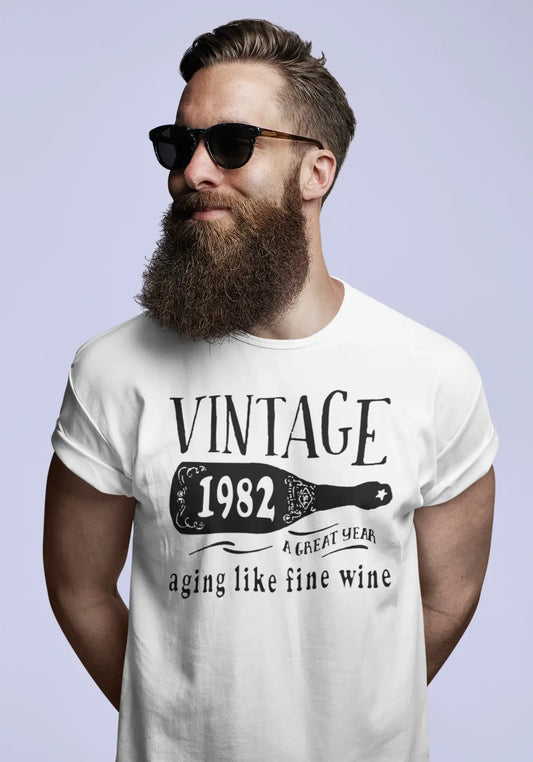 1982 Aging Like a Fine Wine Herren T-Shirt Weiß Geburtstagsgeschenk 00457
