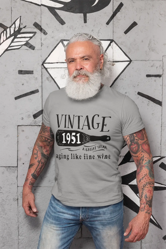 1951 Aging Like a Fine Wine Herren T-Shirt Grau Geburtstagsgeschenk 00459