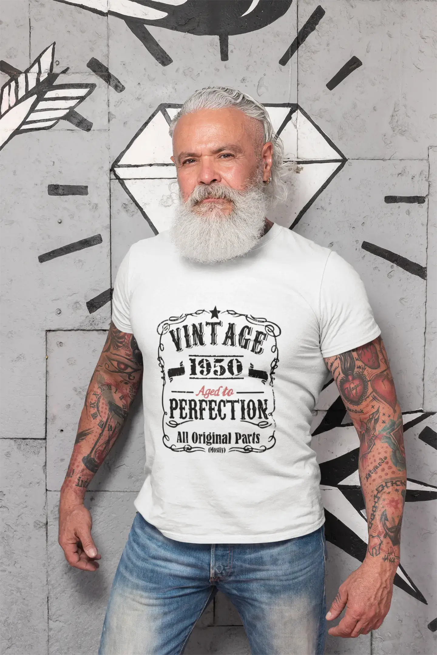 1950 Vintage Aged to Perfection Herren T-Shirt Weiß Geburtstagsgeschenk 00488