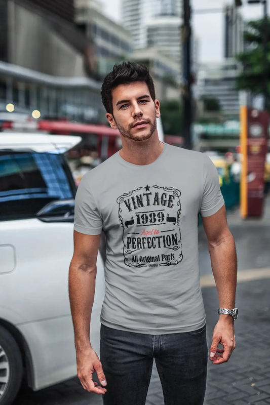 1989 Vintage Aged to Perfection Men's T-shirt Grey Birthday Gift 00489