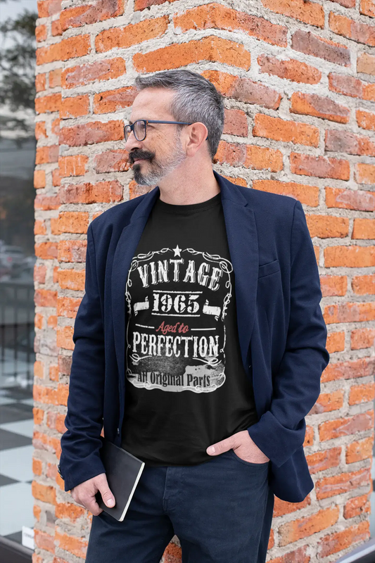 1965 Vintage Aged to Perfection Men's T-shirt Black Birthday Gift 00490
