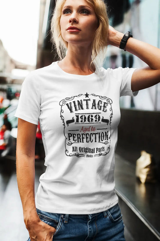 1969 Vintage Aged to Perfection Women's T-shirt White Birthday Gift 00491