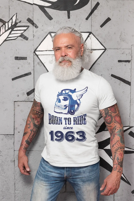 1963, Born to Ride Since 1963 Herren T-Shirt Weiß Geburtstagsgeschenk 00494