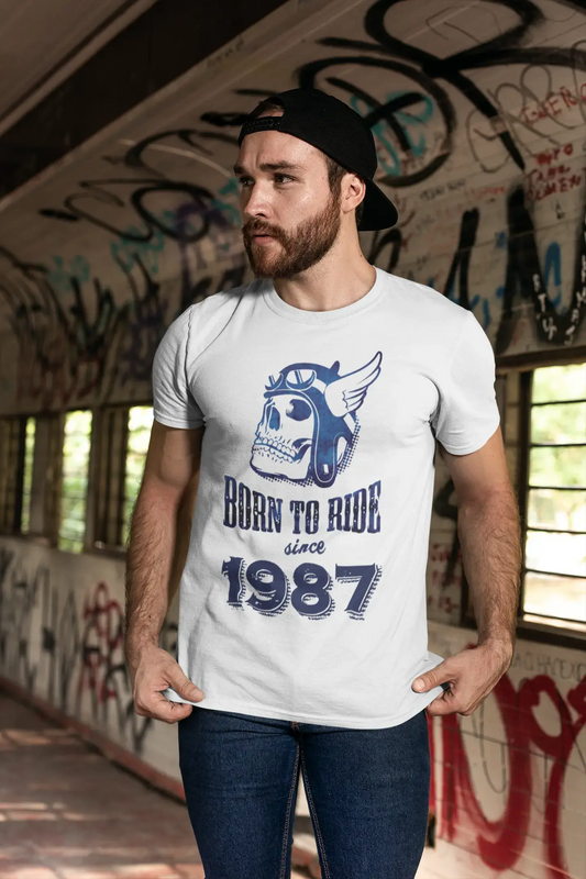 1987, Born to Ride Since 1987 Herren T-Shirt Weiß Geburtstagsgeschenk 00494